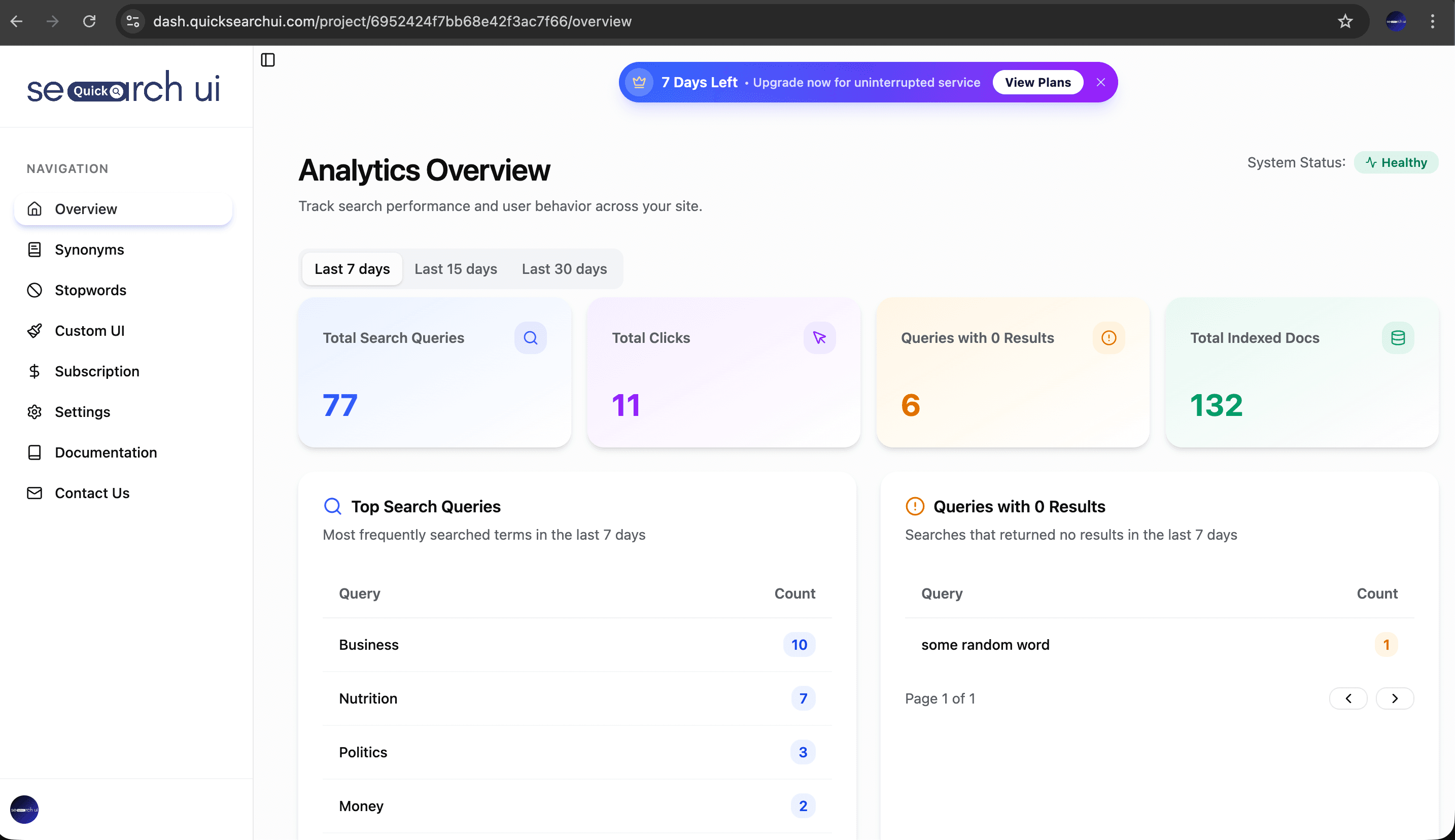 Search Analytics Dashboard